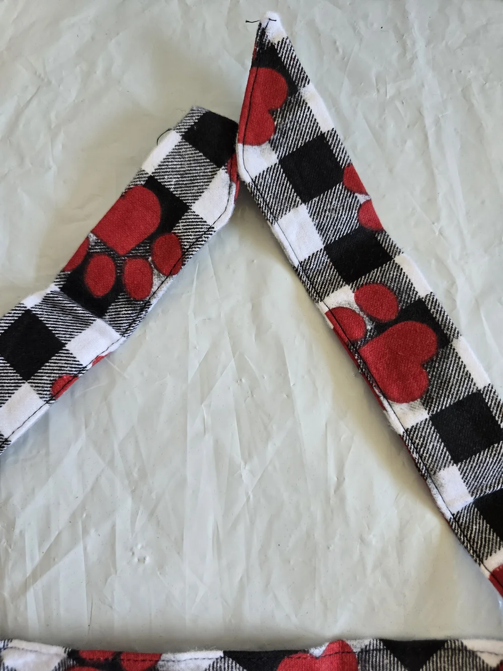 Plaid Paw Print Dog Bandana - Red and Black New Medium Up To 50 Lbs